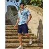 image:imageCOOFANDY Mens Casual Shorts 9 Flat Front Elastic Waist Linen Dress Shorts Lightweight Summer Outfits with PocketsNavy Blue