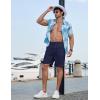 image:imageCOOFANDY Mens Casual Shorts 9 Flat Front Elastic Waist Linen Dress Shorts Lightweight Summer Outfits with PocketsNavy Blue