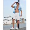 image:imageCOOFANDY Mens Casual Shorts 9 Flat Front Elastic Waist Linen Dress Shorts Lightweight Summer Outfits with PocketsWhite