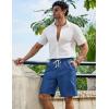 image:imageCOOFANDY Mens Casual Shorts 9 Summer Beach Shorts Drawstring Elastic Waist Shorts with PocketsDark Blue