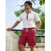 image:imageCOOFANDY Mens Casual Shorts 9 Summer Beach Shorts Drawstring Elastic Waist Shorts with PocketsDark Red