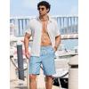 image:imageCOOFANDY Mens Casual Shorts 9 Summer Beach Shorts Drawstring Elastic Waist Shorts with PocketsLight Blue