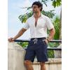 image:imageCOOFANDY Mens Casual Shorts 9 Summer Beach Shorts Drawstring Elastic Waist Shorts with PocketsNavy Blue