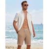 image:imageCOOFANDY Mens Casual Shorts Cotton Drawstring 9 inch Waffle Shorts Stretch Elastic Waist Summer Beach Lounge Sweat ShortsKhaki
