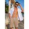 image:imageCOOFANDY Mens Casual Shorts Cotton Drawstring 9 inch Waffle Shorts Stretch Elastic Waist Summer Beach Lounge Sweat ShortsKhaki