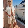 image:imageCOOFANDY Mens Casual Shorts Cotton Drawstring Elastic Waist Lightweight Summer Beach Shorts with PocketsBeige