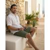 image:imageCOOFANDY Mens Casual Shorts Cotton Drawstring Elastic Waist Lightweight Summer Beach Shorts with PocketsGreen