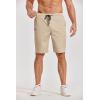 image:imageCOOFANDY Mens Casual Shorts Cotton Elastic Waist Drawstring Shorts Lightweight Summer Beach ShortsAkhaki