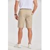 image:imageCOOFANDY Mens Casual Shorts Cotton Elastic Waist Drawstring Shorts Lightweight Summer Beach ShortsAkhaki