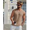 image:imageCOOFANDY Mens Casual Tank Tops 2 Pack Waffle Knit Sleeveless Shirt Breathable Tank Shirts Summer Muscle TeeKhaki