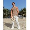 image:imageCOOFANDY Mens Casual Tank Tops 2 Pack Waffle Knit Sleeveless Shirt Breathable Tank Shirts Summer Muscle TeeKhaki