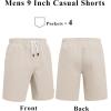 image:imageCOOFANDY Mens Cotton Chino Shorts 9 Inch Casual Shorts Elastic Waist Drawstring Summer Beach Shorts with PocketsLight Khaki