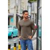 image:imageCOOFANDY Mens Crew Neck TShirt Long Sleeve Casual Pullover Tees Soft Stretch Basic Tee ShirtsBrown