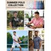 image:imageCOOFANDY Mens Golf Polo Shirts Short Sleeve Quick Dry Performance Moisture Wicking Golf Shirts Casual Print Collared ShirtBlue White Leaf