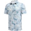 image:imageCOOFANDY Mens Golf Polo Shirts Short Sleeve Quick Dry Performance Moisture Wicking Golf Shirts Casual Print Collared ShirtBlue White Leaf