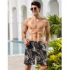 image:imageCOOFANDY Mens Hawaiian Beach Shorts Elastic Waist Drawstring Lightweight Summer Casual Shorts with PocketBlackgrey Leaf