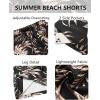 image:imageCOOFANDY Mens Hawaiian Beach Shorts Elastic Waist Drawstring Lightweight Summer Casual Shorts with PocketBlackgrey Leaf