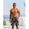 image:imageCOOFANDY Mens Hawaiian Beach Shorts Elastic Waist Drawstring Lightweight Summer Casual Shorts with PocketBlackgrey Leaf