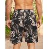 image:imageCOOFANDY Mens Hawaiian Beach Shorts Elastic Waist Drawstring Lightweight Summer Casual Shorts with PocketBlackgrey Leaf