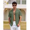 image:imageCOOFANDY Mens Hawaiian Shirt Short Sleeve Buttoon Down Shirts Casual Tropical Floral Summer Linen ShirtsArmy Green