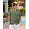 image:imageCOOFANDY Mens Hawaiian Shirt Short Sleeve Buttoon Down Shirts Casual Tropical Floral Summer Linen ShirtsArmy Green