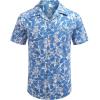 image:imageCOOFANDY Mens Hawaiian Shirt Short Sleeve Buttoon Down Shirts Casual Tropical Floral Summer Linen ShirtsB Blue Floral