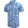image:imageCOOFANDY Mens Hawaiian Shirt Short Sleeve Buttoon Down Shirts Casual Tropical Floral Summer Linen ShirtsB Blue Floral