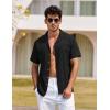 image:imageCOOFANDY Mens Hawaiian Shirt Short Sleeve Buttoon Down Shirts Casual Tropical Floral Summer Linen ShirtsBlack