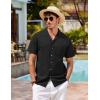 image:imageCOOFANDY Mens Hawaiian Shirt Short Sleeve Buttoon Down Shirts Casual Tropical Floral Summer Linen ShirtsBlack