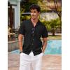 image:imageCOOFANDY Mens Hawaiian Shirt Short Sleeve Buttoon Down Shirts Casual Tropical Floral Summer Linen ShirtsBlack