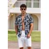 image:imageCOOFANDY Mens Hawaiian Shirt Short Sleeve Buttoon Down Shirts Casual Tropical Floral Summer Linen ShirtsBlack Tropical Leaf