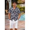 image:imageCOOFANDY Mens Hawaiian Shirt Short Sleeve Buttoon Down Shirts Casual Tropical Floral Summer Linen ShirtsBlack Tropical Leaf