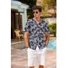 image:imageCOOFANDY Mens Hawaiian Shirt Short Sleeve Buttoon Down Shirts Casual Tropical Floral Summer Linen ShirtsBlack Tropical Leaf