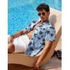 image:imageCOOFANDY Mens Hawaiian Shirt Short Sleeve Buttoon Down Shirts Casual Tropical Floral Summer Linen ShirtsBluecoconut Tree