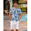 image:imageCOOFANDY Mens Hawaiian Shirt Short Sleeve Buttoon Down Shirts Casual Tropical Floral Summer Linen ShirtsBluecoconut Tree