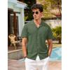 image:imageCOOFANDY Mens Hawaiian Shirt Short Sleeve Buttoon Down Shirts Casual Tropical Floral Summer Linen ShirtsDark Army Green