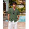 image:imageCOOFANDY Mens Hawaiian Shirt Short Sleeve Buttoon Down Shirts Casual Tropical Floral Summer Linen ShirtsDark Army Green
