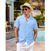 image:imageCOOFANDY Mens Hawaiian Shirt Short Sleeve Buttoon Down Shirts Casual Tropical Floral Summer Linen ShirtsDark Blue