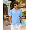 image:imageCOOFANDY Mens Hawaiian Shirt Short Sleeve Buttoon Down Shirts Casual Tropical Floral Summer Linen ShirtsDark Blue