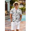 image:imageCOOFANDY Mens Hawaiian Shirt Short Sleeve Buttoon Down Shirts Casual Tropical Floral Summer Linen ShirtsGrey Tropical Leaf