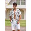 image:imageCOOFANDY Mens Hawaiian Shirt Short Sleeve Buttoon Down Shirts Casual Tropical Floral Summer Linen ShirtsGrey Tropical Leaf