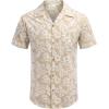 image:imageCOOFANDY Mens Hawaiian Shirt Short Sleeve Buttoon Down Shirts Casual Tropical Floral Summer Linen ShirtsKhaki Floral