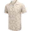 image:imageCOOFANDY Mens Hawaiian Shirt Short Sleeve Buttoon Down Shirts Casual Tropical Floral Summer Linen ShirtsKhaki Floral