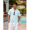image:imageCOOFANDY Mens Hawaiian Shirt Short Sleeve Buttoon Down Shirts Casual Tropical Floral Summer Linen ShirtsLight Blue