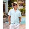 image:imageCOOFANDY Mens Hawaiian Shirt Short Sleeve Buttoon Down Shirts Casual Tropical Floral Summer Linen ShirtsLight Blue