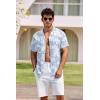 image:imageCOOFANDY Mens Hawaiian Shirt Short Sleeve Buttoon Down Shirts Casual Tropical Floral Summer Linen ShirtsLight Blue Tropical