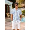 image:imageCOOFANDY Mens Hawaiian Shirt Short Sleeve Buttoon Down Shirts Casual Tropical Floral Summer Linen ShirtsLight Blue Tropical