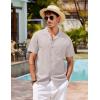 image:imageCOOFANDY Mens Hawaiian Shirt Short Sleeve Buttoon Down Shirts Casual Tropical Floral Summer Linen ShirtsLight Gray