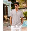 image:imageCOOFANDY Mens Hawaiian Shirt Short Sleeve Buttoon Down Shirts Casual Tropical Floral Summer Linen ShirtsLight Gray