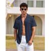 image:imageCOOFANDY Mens Hawaiian Shirt Short Sleeve Buttoon Down Shirts Casual Tropical Floral Summer Linen ShirtsNavy Blue